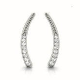 White gold Pavé Round Diamond Curved Bar Earrings