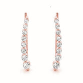 Rose gold Round Diamond Climber Earrings with Prong Setting on Curved Band