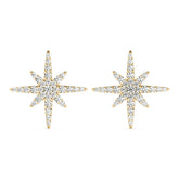 Yellow gold Pavé Diamond Starburst Stud Earrings