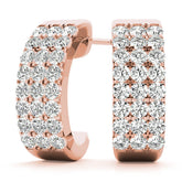 Rose gold Pavé Round Diamond Hoop Earrings with Four-Prong Setting