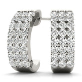 White gold Pavé Round Diamond Hoop Earrings with Four-Prong Setting
