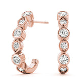 Rose gold Bezel-Set Round and Marquise Diamond Hoop Earrings