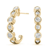 Yellow gold Bezel-Set Round and Marquise Diamond Hoop Earrings