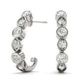 White gold Bezel-Set Round and Marquise Diamond Hoop Earrings
