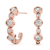 Rose gold Milgrain Cushion and Marquise Diamond Hoop Earrings