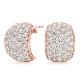 Rose gold Pavé Round Diamond Huggie Earrings with Prong Setting