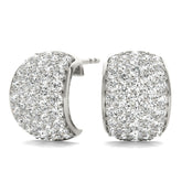 White gold Pavé Round Diamond Huggie Earrings with Prong Setting