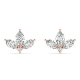 Rose gold Marquise Cluster Stud Earrings with Round Prong Setting