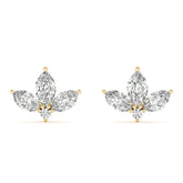 Yellow gold Marquise Cluster Stud Earrings with Round Prong Setting