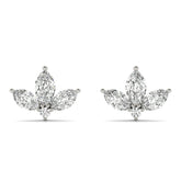 White gold Marquise Cluster Stud Earrings with Round Prong Setting