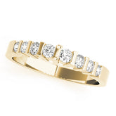 Yellow gold Channel Set Round Diamond Half Eternity Band with Bar Prong Setting