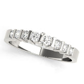 Platinum Channel Set Round Diamond Half Eternity Band with Bar Prong Setting