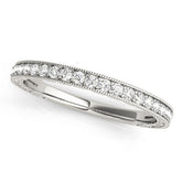 White gold Round Cut Diamond Milgrain Pavé Eternity Band
