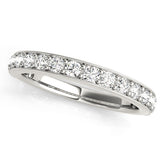 White gold Round Diamond Pavé Eternity Band with Milgrain Edge
