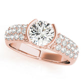 Rose gold Round Brilliant Pave Diamond Engagement Ring with Tension Prong Setting