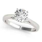 Silver Heart Solitaire Diamond Engagement Ring with Cathedral Setting and Four-Prong Mount on a Classic Band