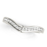 Silver Pavé Round Diamond Curved Band with Channel Setting