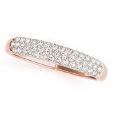 Rose gold Three-Row Pave Round Diamond Eternity Band with Shared Prong Setting