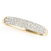 Yellow gold Three-Row Pave Round Diamond Eternity Band with Shared Prong Setting
