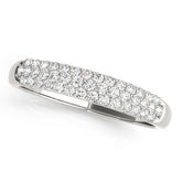 White gold Three-Row Pave Round Diamond Eternity Band with Shared Prong Setting