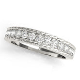 Platinum Channel Set Round Diamond Milgrain Edge Band
