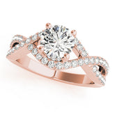 Rose gold Round Solitaire Twist Band Pavé Diamond Engagement Ring