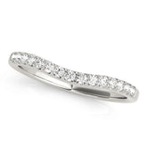 Platinum Curved Diamond Half Eternity Band with Round Cut Stones in Pavé Setting