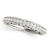 Platinum Round Diamond Channel Set Eternity Band with Filigree Detailing