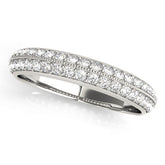 White gold Round Diamond Pave Eternity Band with Milgrain Edging