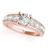 Rose gold Round Brilliant Channel-Set Diamond Engagement Ring with Split Shank and Four-Prong Setting