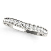 Platinum Channel Set Round Diamond Contoured Band