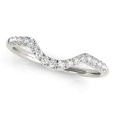 Platinum Diamond Curved Pavé Round Stone Contour Band