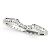Platinum Milgrain Pave Round Diamond Curved Band