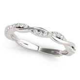 Platinum Pavé Round Diamond Twist Eternity Band with Shared Prong Setting
