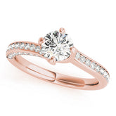 Rose gold Round Solitaire Diamond Twist Band with Pavé Setting and Four-Prong Setting