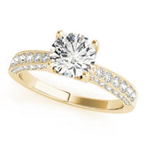 Yellow gold Round Cut Diamond Pave Band with Four-Prong Setting