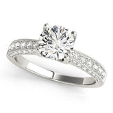 White gold Round Cut Diamond Pave Band with Four-Prong Setting