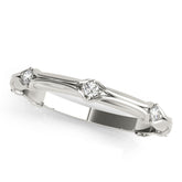 Silver Round Diamond Prong-Set Milgrain Eternity Band