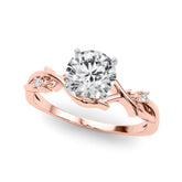 Rose gold Heart Solitaire Twisted Band Prong Setting Ring