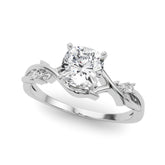 Platinum Cushion Solitaire Twisted Band Prong Setting Ring