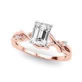 Rose gold Emerald Solitaire Twisted Band Prong Setting Ring