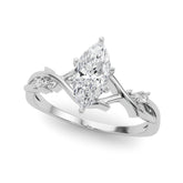 Silver Marquise Solitaire Twisted Band Prong Setting Ring