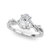 Platinum Oval Solitaire Twisted Band Prong Setting Ring