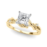 Yellow gold Princess Solitaire Twisted Band Prong Setting Ring