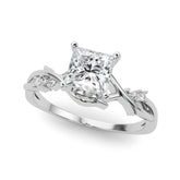 Platinum Princess Solitaire Twisted Band Prong Setting Ring