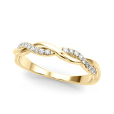 Yellow gold Twisted Pave Round Diamond Infinity Band with Shared Prong Setting
