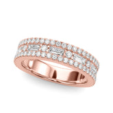Rose gold Pave Round and Baguette Diamond Eternity Band with Channel and Prong Setting