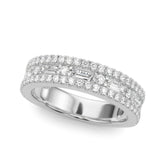 White gold Pave Round and Baguette Diamond Eternity Band with Channel and Prong Setting