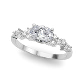 Platinum Oval Diamond Cluster Pavé Band with Four-Prong Setting