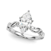 Silver Marquise Solitaire Twisted Band with Prong Setting